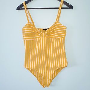 SUPER CUTE Yellow and White Striped Bodysuit